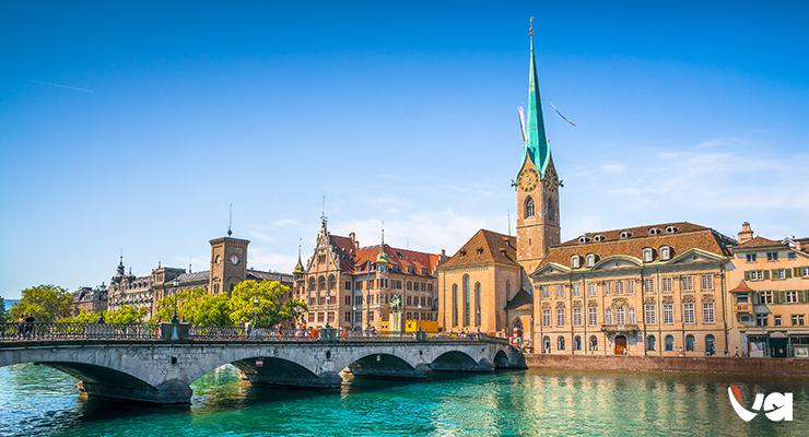 Zurich Switzerland city and Limmat River
